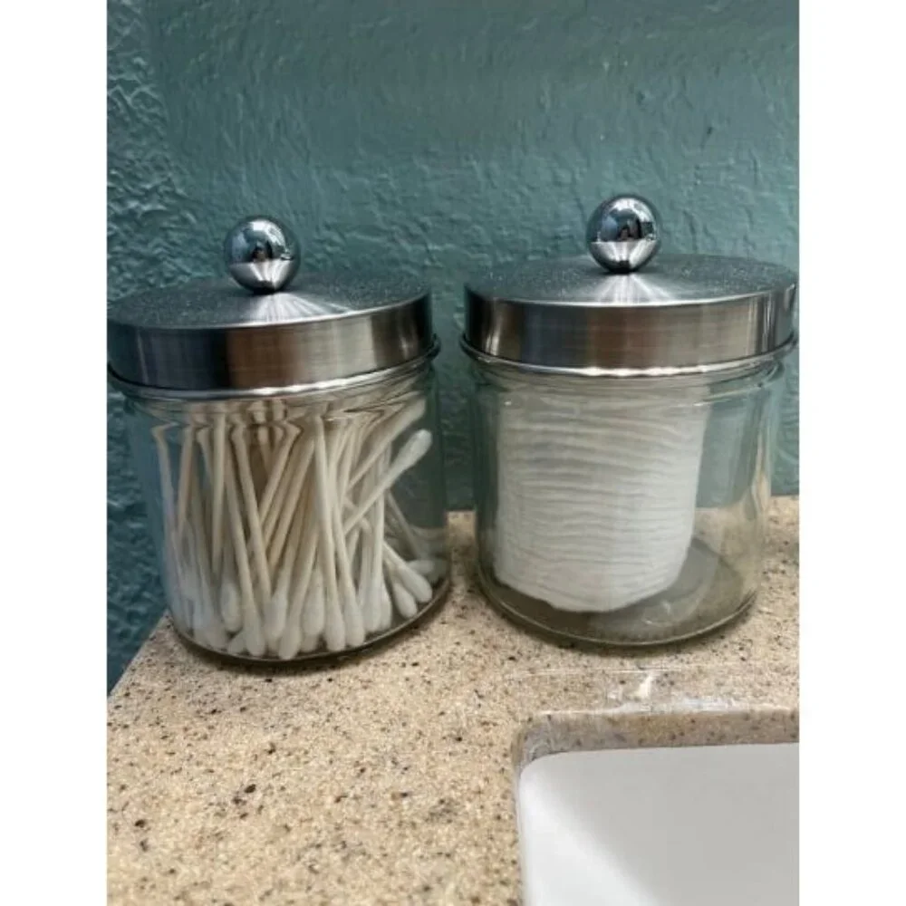 Bathroom Vanity Glass Storage Organizer Holder Canister Apothecary Jar